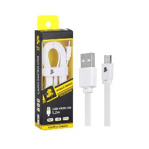 CABO MICRO USB 5GB FLAT 1,2M BRANCO
