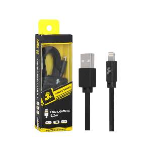 CABO P/ IPHONE USB 5GB FLAT 1,2M PRETO