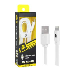CABO P/ IPHONE USB 5GB FLAT 1,2M BRANCO